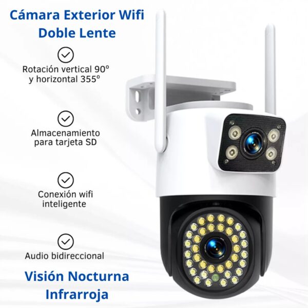 CAMARA WIFI PARA EXTERIOR DOBLE LENTE - Imagen 3