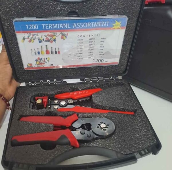 CRIMPEADORA ALICATE PRENSA PELACABLES + 1200 TERMINALES PARA PRENSAR CABLE - Imagen 4