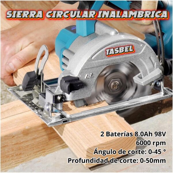 SIERRA CIRCULAR INALAMBRICA 2 BATERIAS TASBEL - Imagen 3