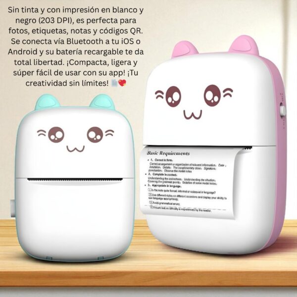 MINI IMPRESORA GATITA CON BLUETOOTH - Imagen 3