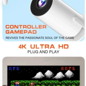 PROYECTOR DE VIDEO + 2 CONTROLES Y VIDEO JUEGOS 4K HD RETRO - Imagen 3