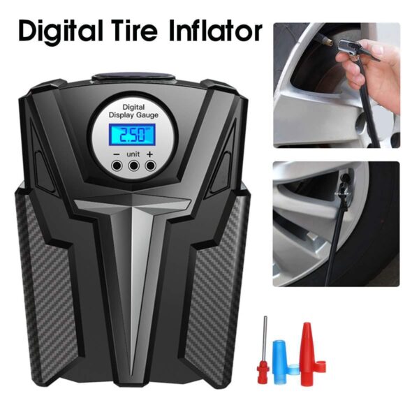 COMPRESOR DE AIRE CON LINTERNA 12V NEGRO - Imagen 2
