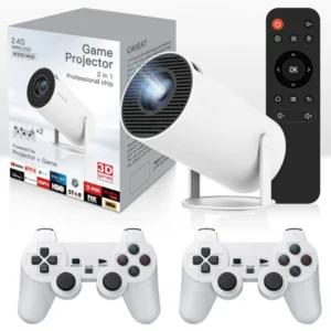 PROYECTOR DE VIDEO + 2 CONTROLES Y VIDEO JUEGOS 4K HD RETRO