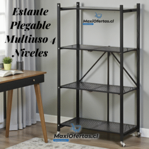 ESTANTE METALICO PLEGABLE 4 NIVELES CON RUEDAS