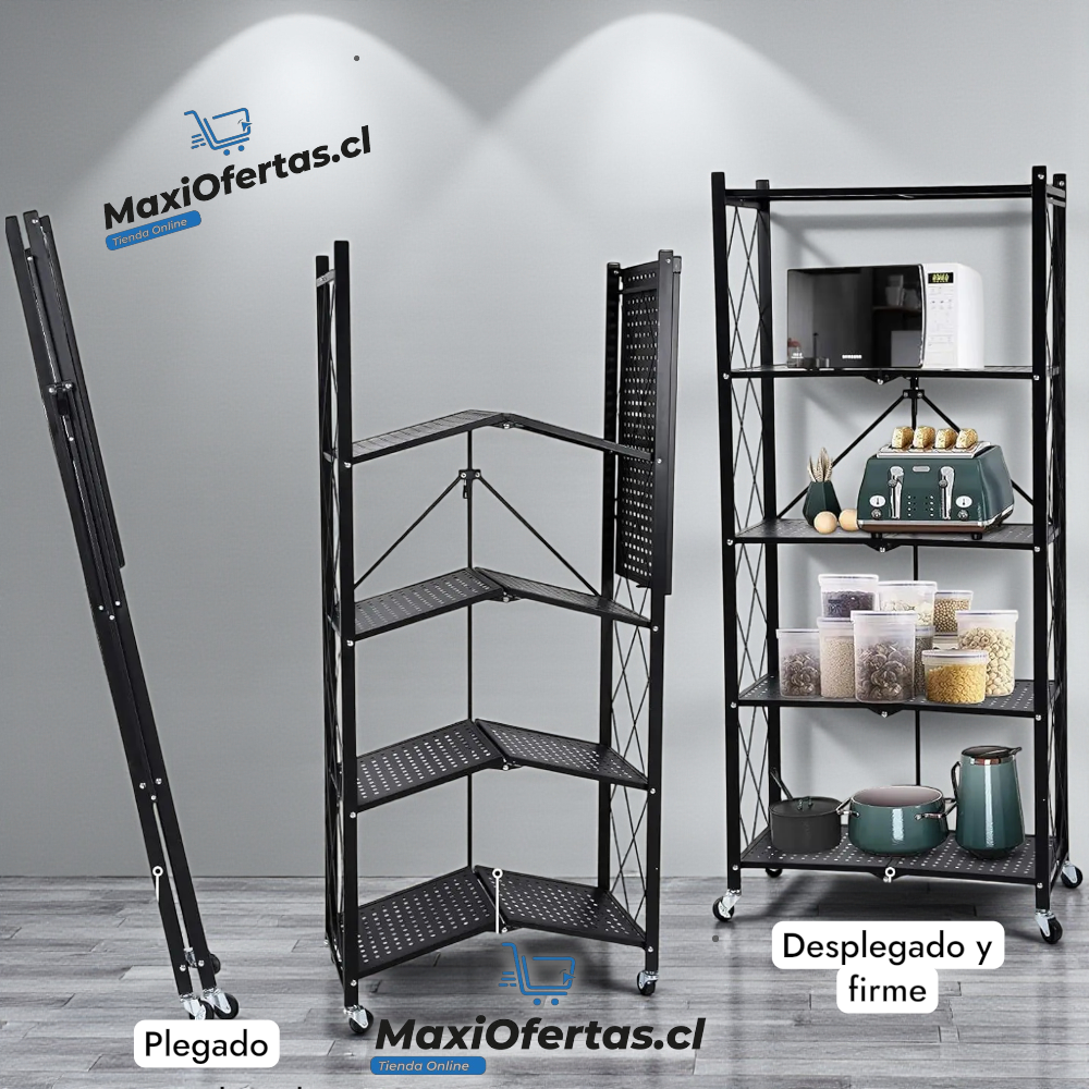 ESTANTE METALICO PLEGABLE 5 NIVELES CON RUEDAS - Imagen 2
