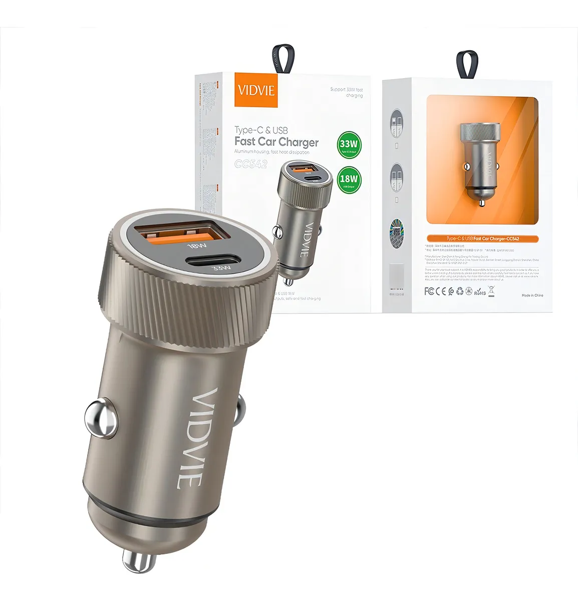 CARGADOR DE AUTO CARGA RAPIDA DOBLE TIPO C Y USB