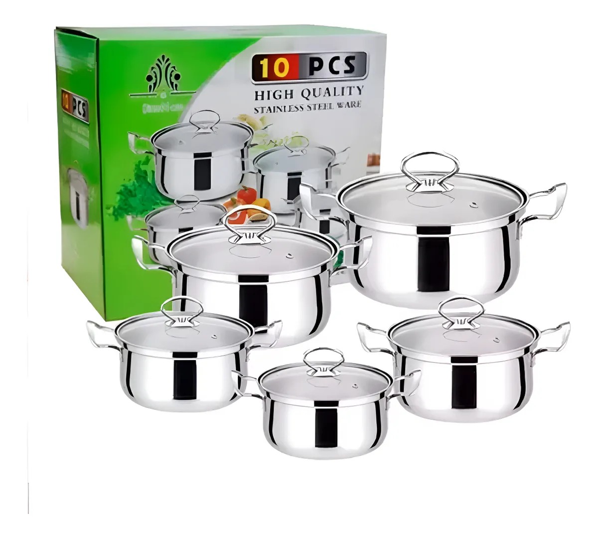 SET DE OLLAS ACERO INOXIDABLE 10 PIEZAS