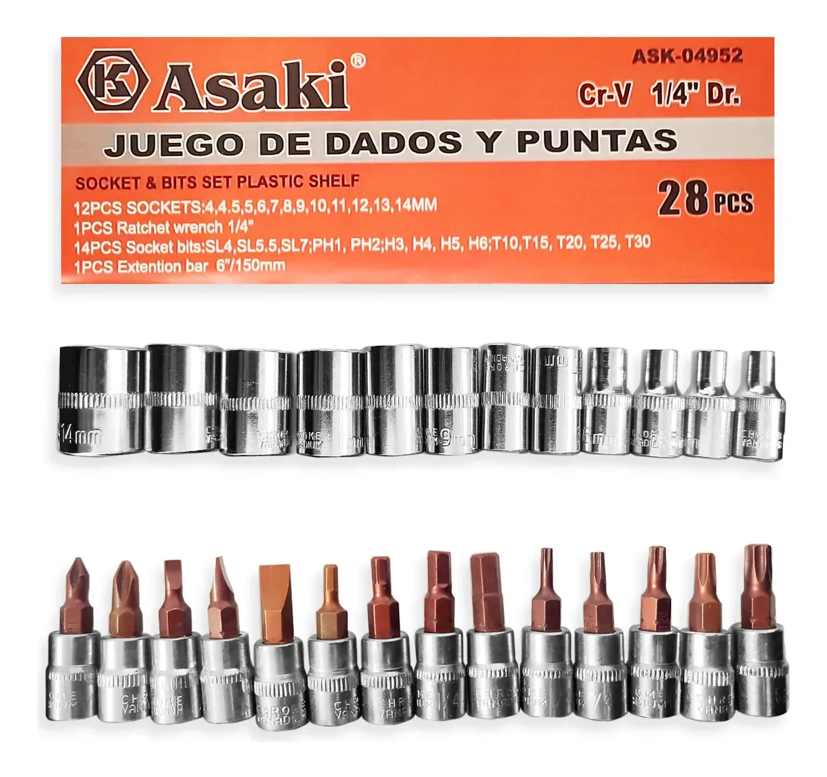 JUEGO DE DADOS 1/4 28 PIEZAS - Imagen 2