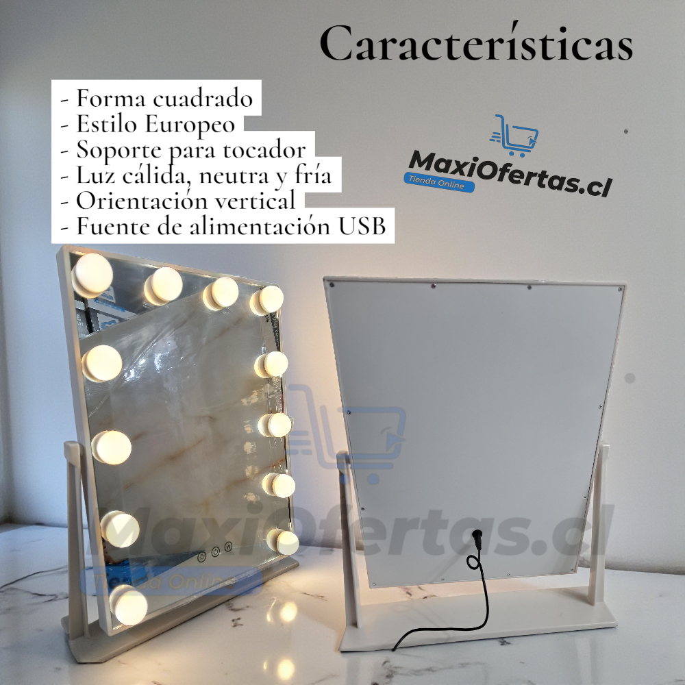 ESPEJO PARA MAQUILLAJE CON 12 LUCES LED - Imagen 2
