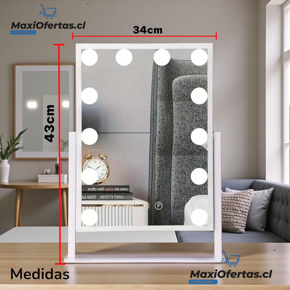 ESPEJO PARA MAQUILLAJE CON 12 LUCES LED - Imagen 3